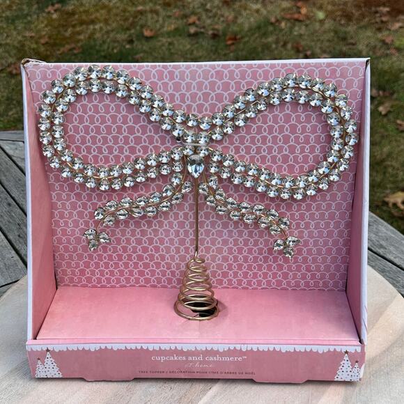 NEW Cupcakes and Cashmere Crystal Bow Tree Topper Gold Glam Holiday Decor NWT - Picture 1 of 11